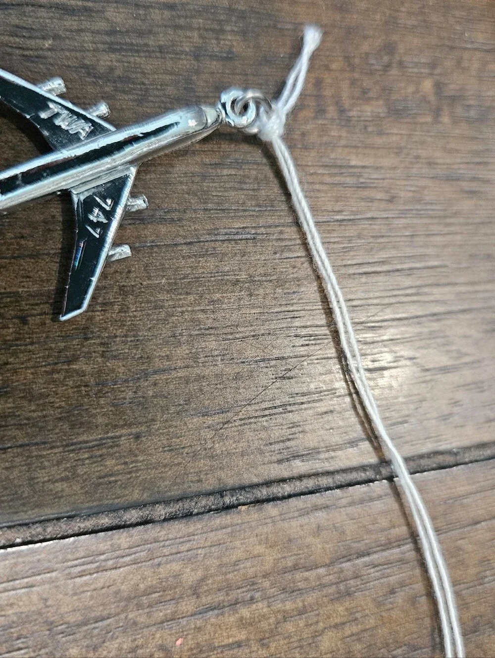 TWA 747 Jet Airliner Vintage Silver Pendant Charm Trans World Airlines
